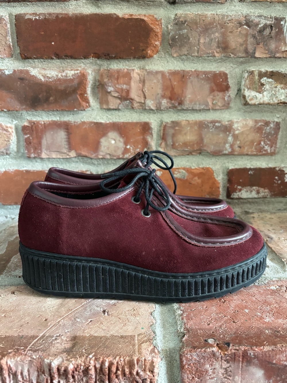 Shellys London Burgundy Suede Leather Moccasin Oxford Shoes, 37